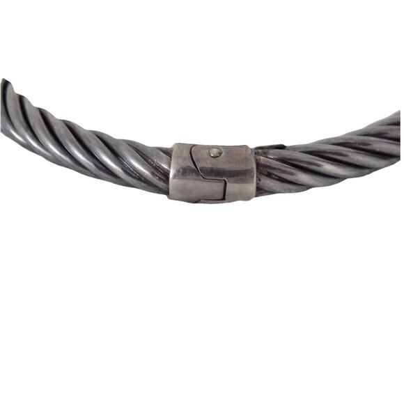 Italian 925 sterling silver 18K twisted bangle bracelet - Picture 3 of 10